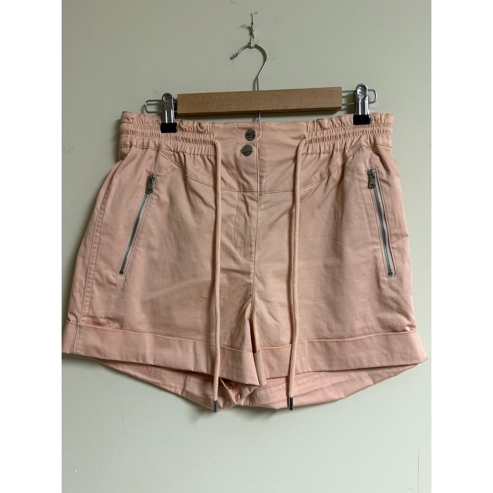 Robert Rodriguez Peach High-Waisted Drawstring Shorts with Zip Pockets
